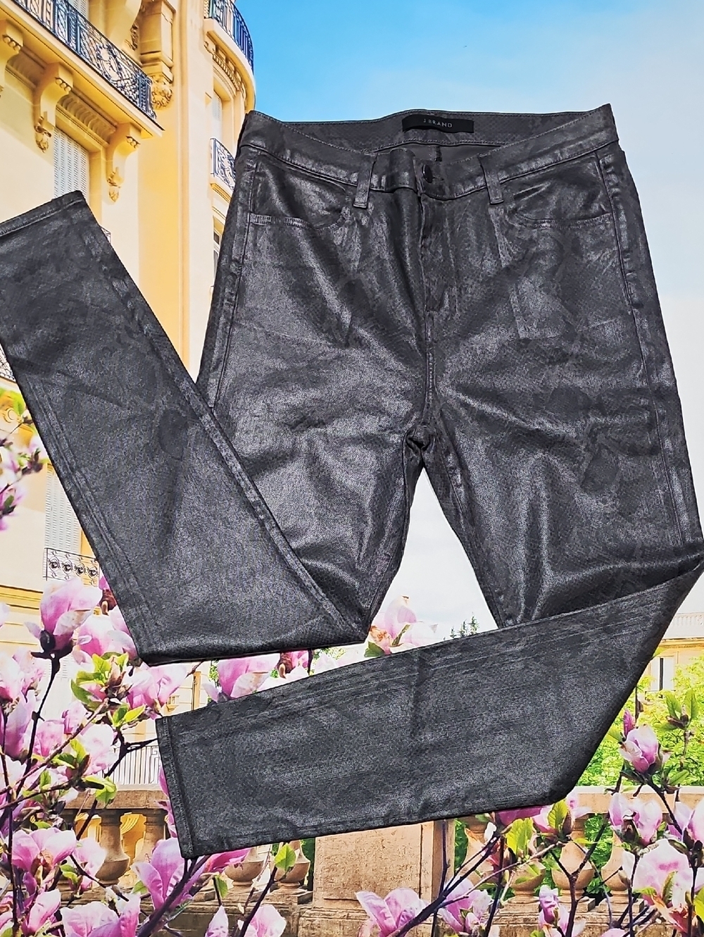 J Brand Maria Skinny Sleepwalker Coated Boa Snakeskin Jeans Size 30